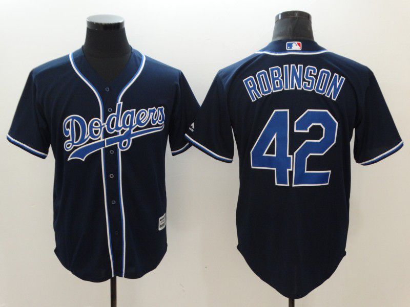 Men Los Angeles Dodgers 42 Robinson Black Game MLB Jerseys